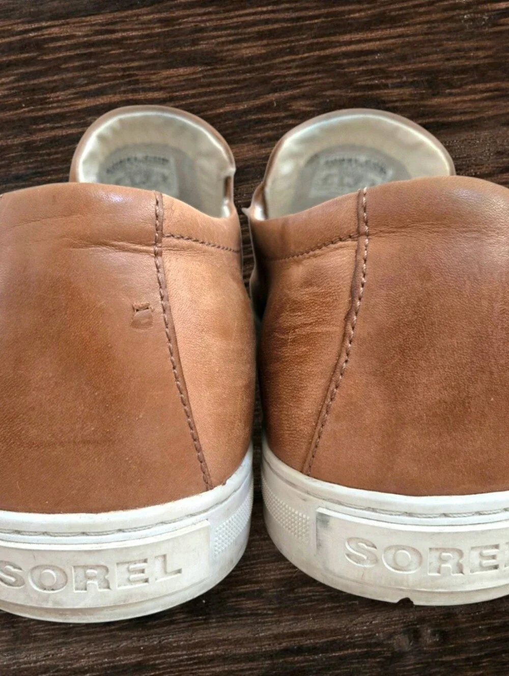 Sorel Caribou Mod Slip-On Leather Sneakers tan/brown waterproof leather Sz 12